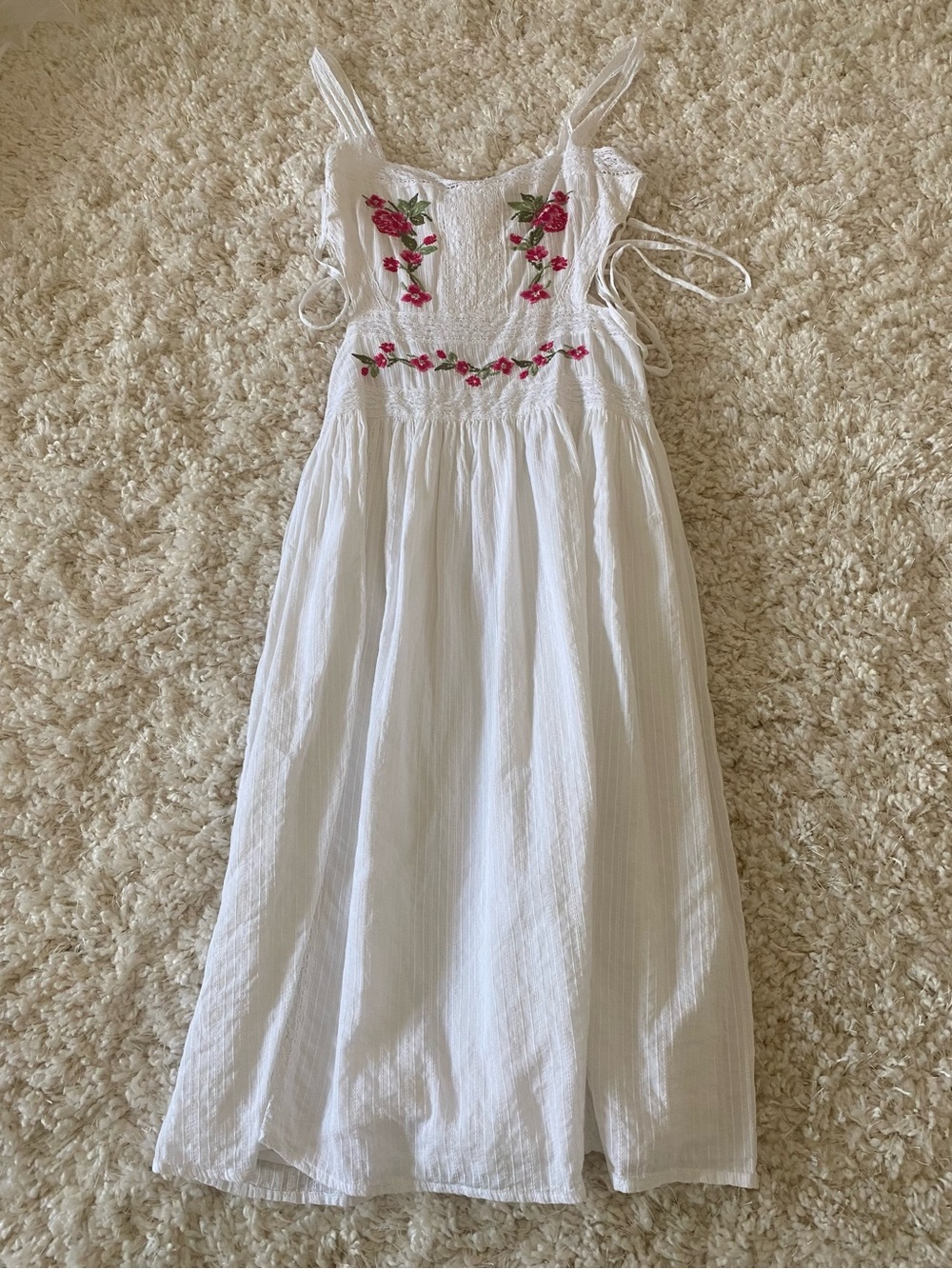 For Love and Lemons Jolene Midi Dress with Pink Floral Embroidery - Picture 4 of 6
